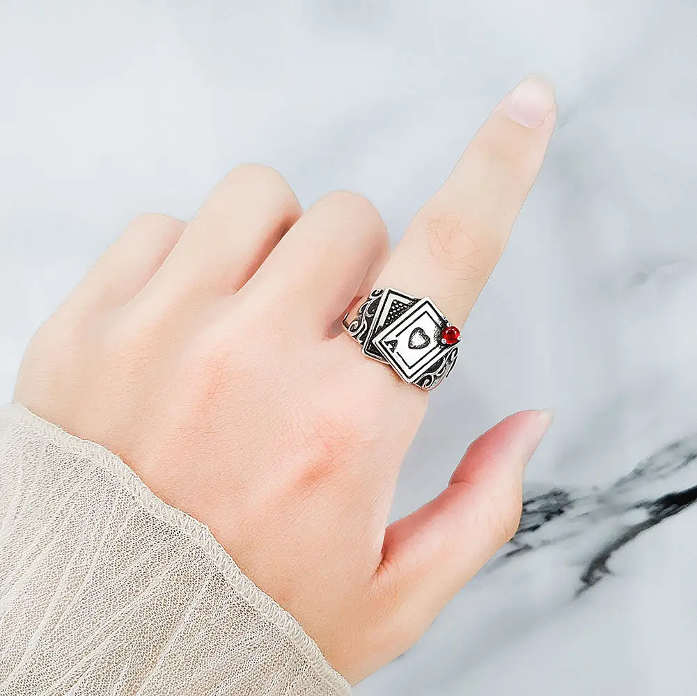 Korean Style Ring with Red Peach Design