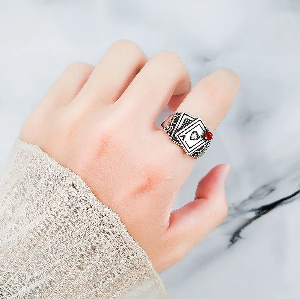Korean Style Ring with Red Peach Design