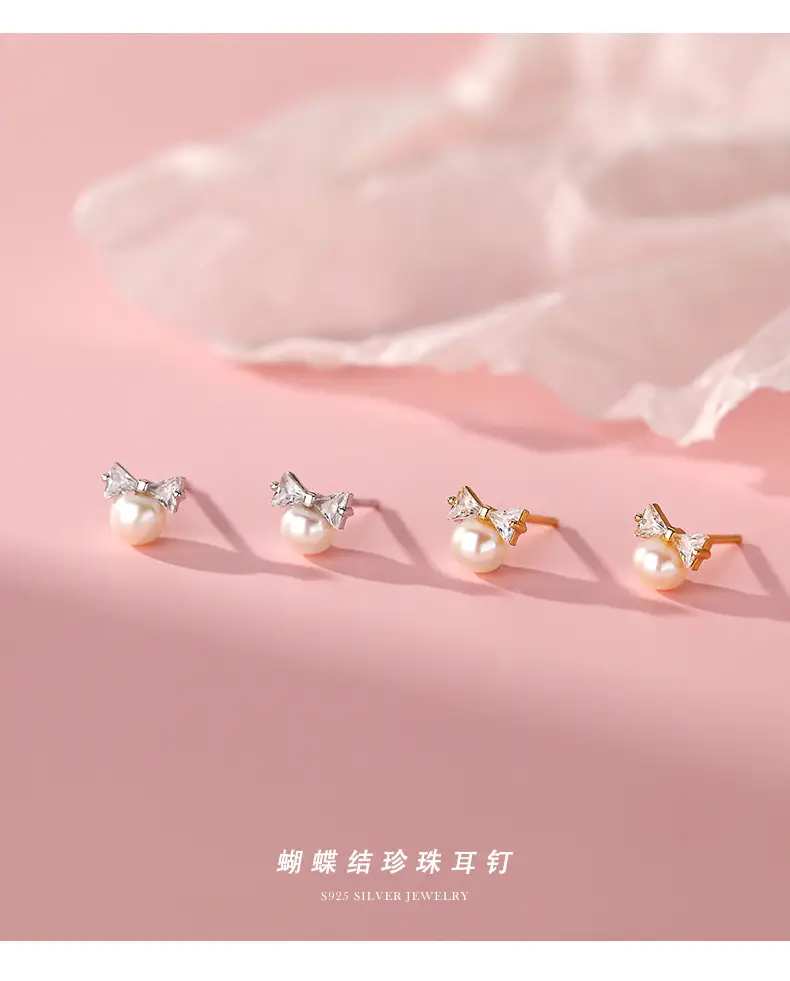 S925 Sterling Silver Bow Pearl Earrings for Women — feature 25