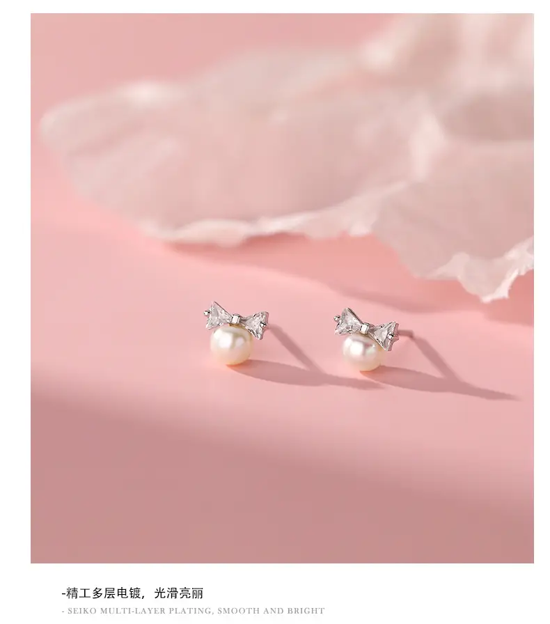 S925 Sterling Silver Bow Pearl Earrings for Women — feature 30