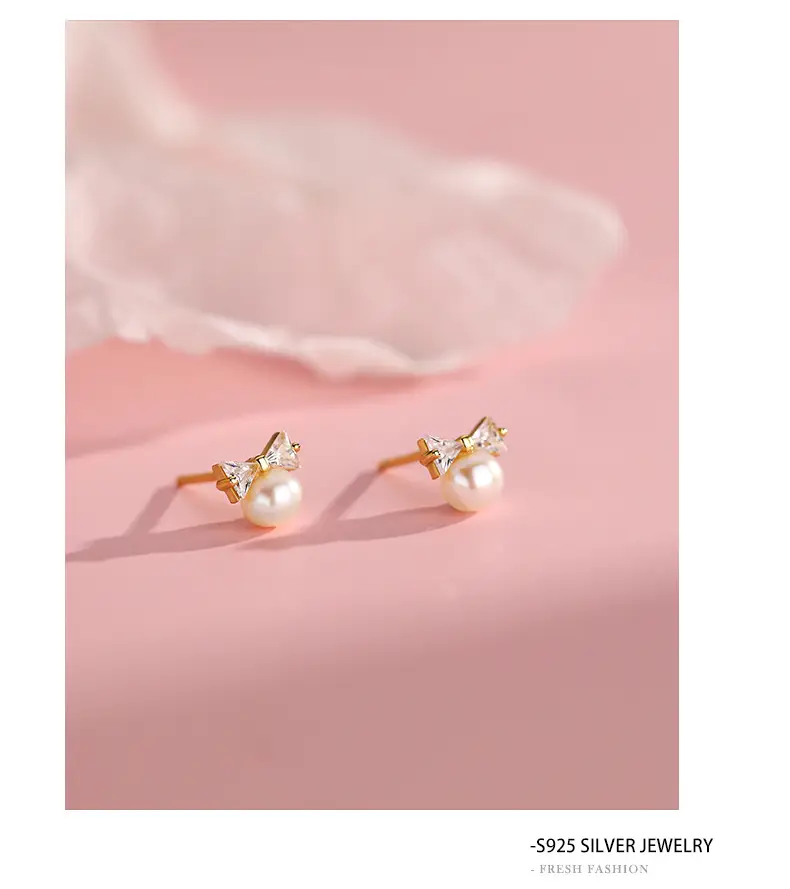 S925 Sterling Silver Bow Pearl Earrings for Women — feature 32