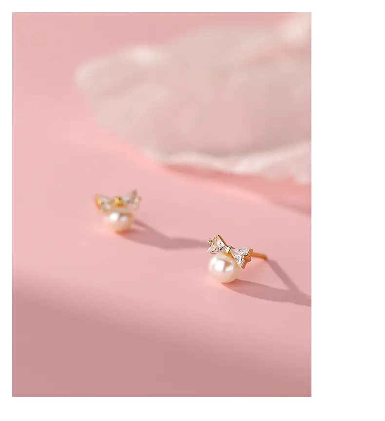 S925 Sterling Silver Bow Pearl Earrings for Women — feature 34