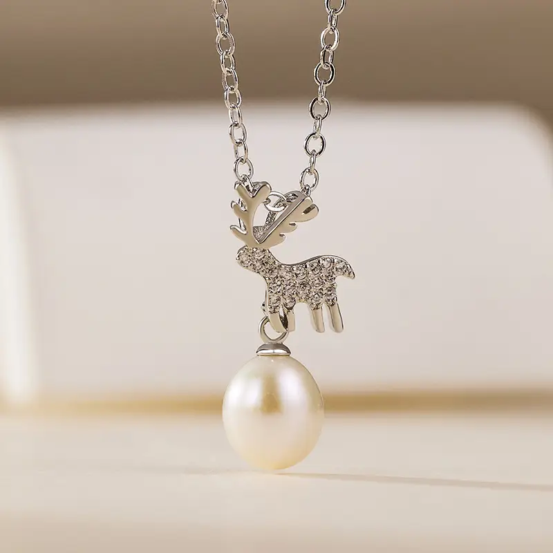 Little Elk DIY Pendant with Diamond & Pearl Necklace - Image 4