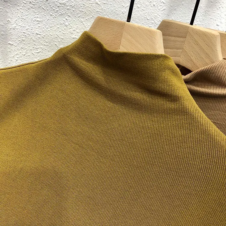 Women's Long Sleeve Solid Olive Green T-Shirt - Image 7