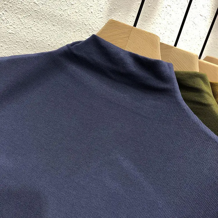 Women's Long Sleeve Solid Olive Green T-Shirt — feature 11