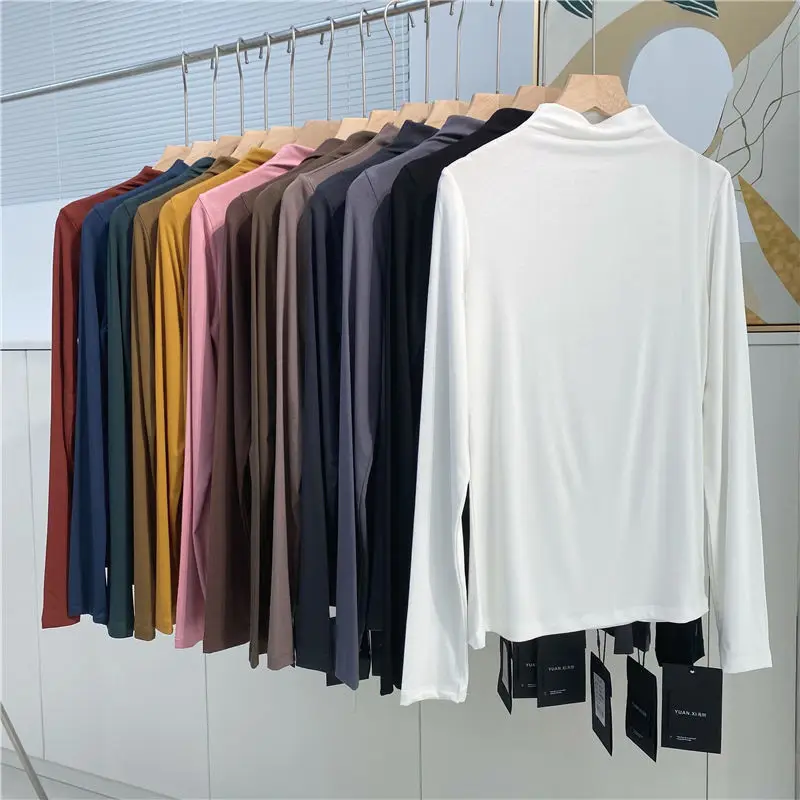 Women's Long Sleeve Solid Olive Green T-Shirt — feature 18