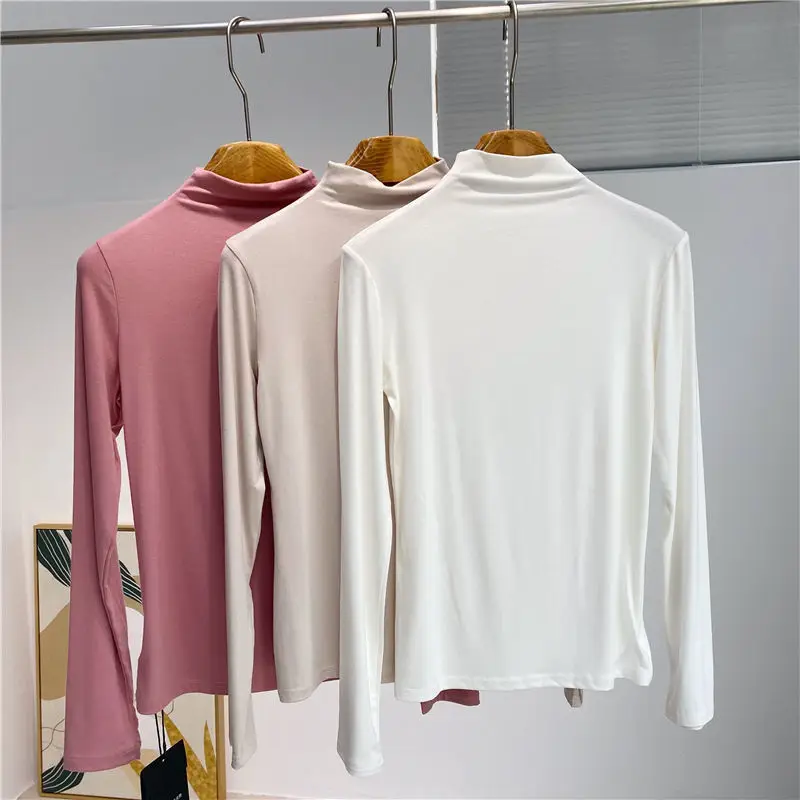 Women's Long Sleeve Solid Olive Green T-Shirt — feature 19