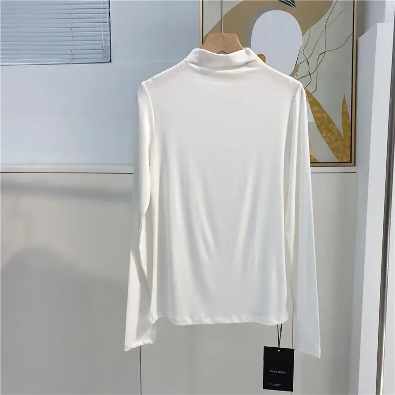 Women's Long Sleeve Solid Olive Green T-Shirt — feature 22