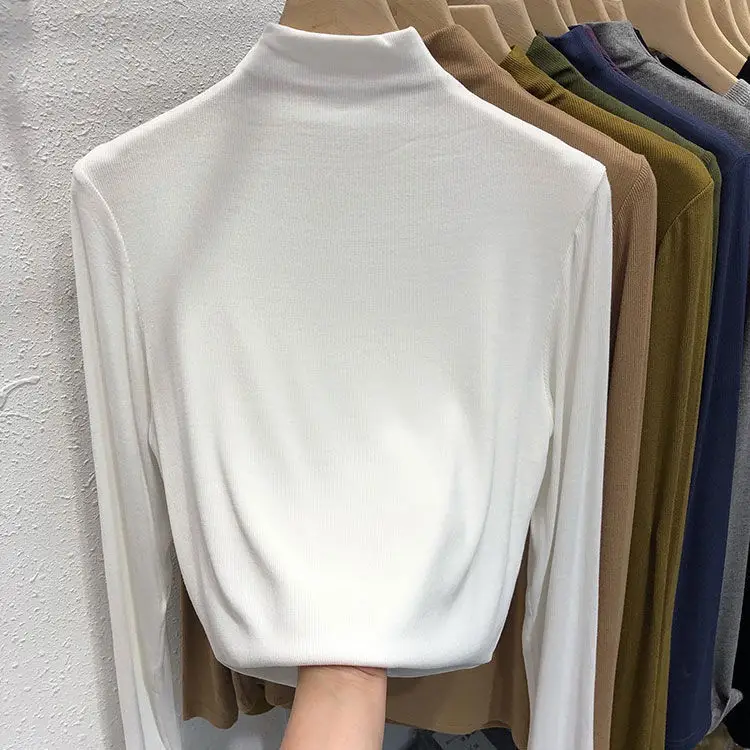Women's Long Sleeve Solid Olive Green T-Shirt — feature 9