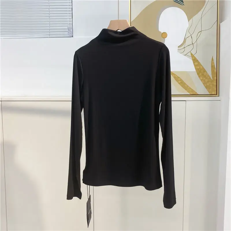Women's Long Sleeve Solid Olive Green T-Shirt — feature 23