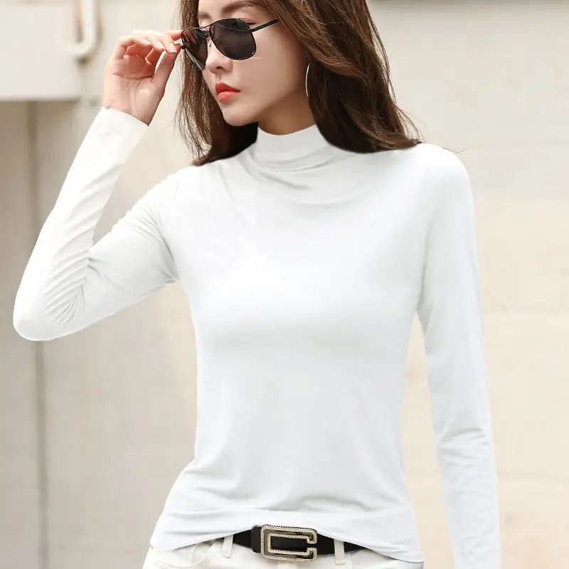 Women's Long Sleeve Solid Olive Green T-Shirt - Image 2