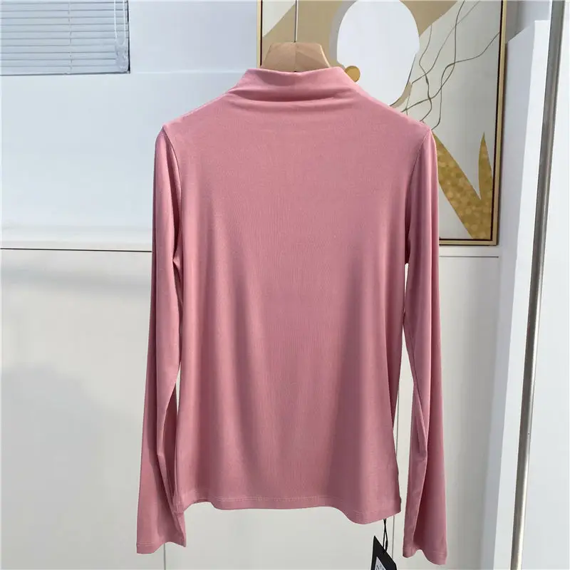 Women's Long Sleeve Solid Olive Green T-Shirt — feature 21