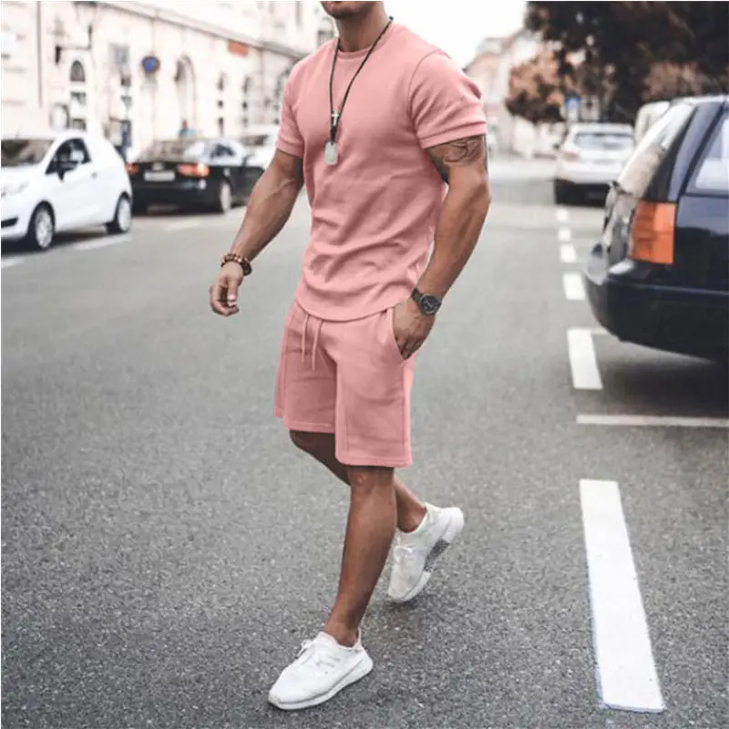 Men Grey Shorts Set Summer Wear Short Sleeve - Image 11