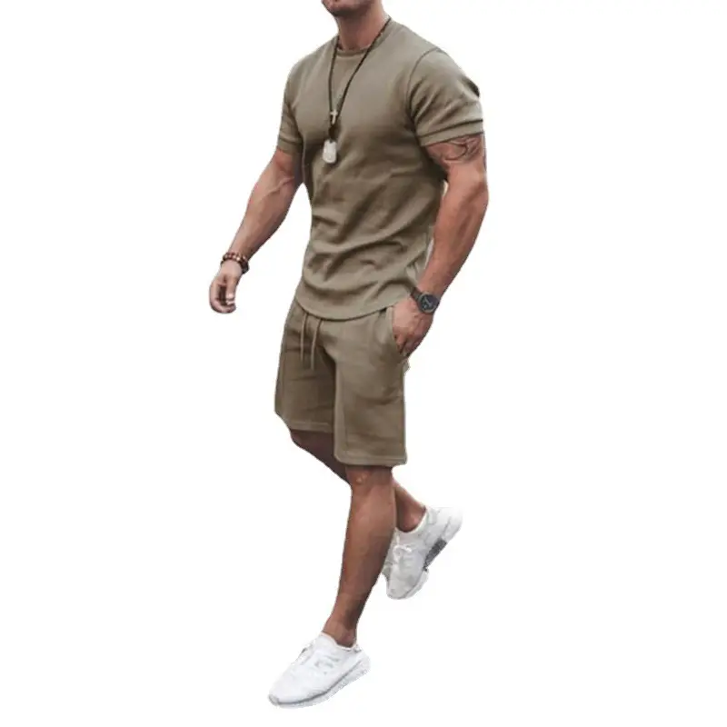Men Grey Shorts Set Summer Wear Short Sleeve - Image 13