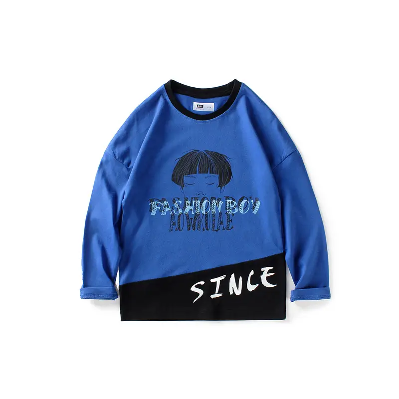 Blue Fashion Boy Sweatshirt for Boys Long Sleeve Printed - Image 7
