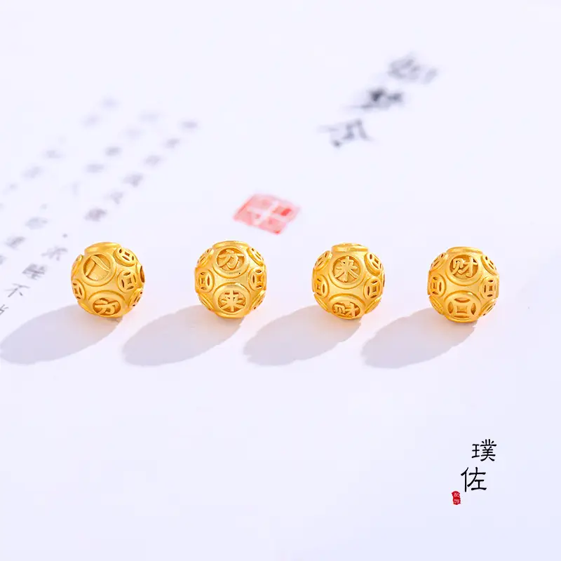 Gold Round Sand Gold Decorative Beads for Men Women - Image 8
