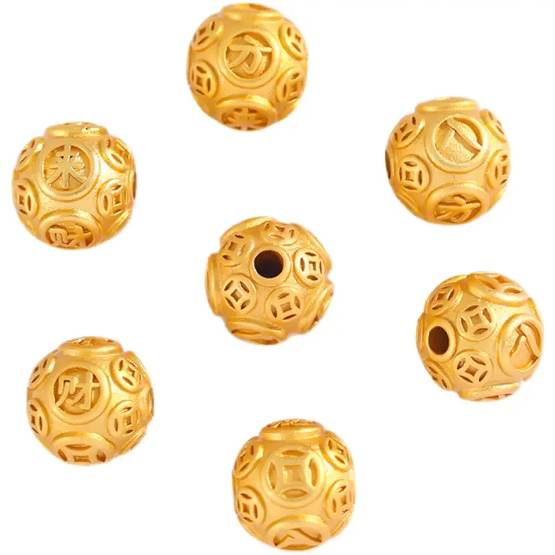 Gold Round Sand Gold Decorative Beads for Men Women - Image 9