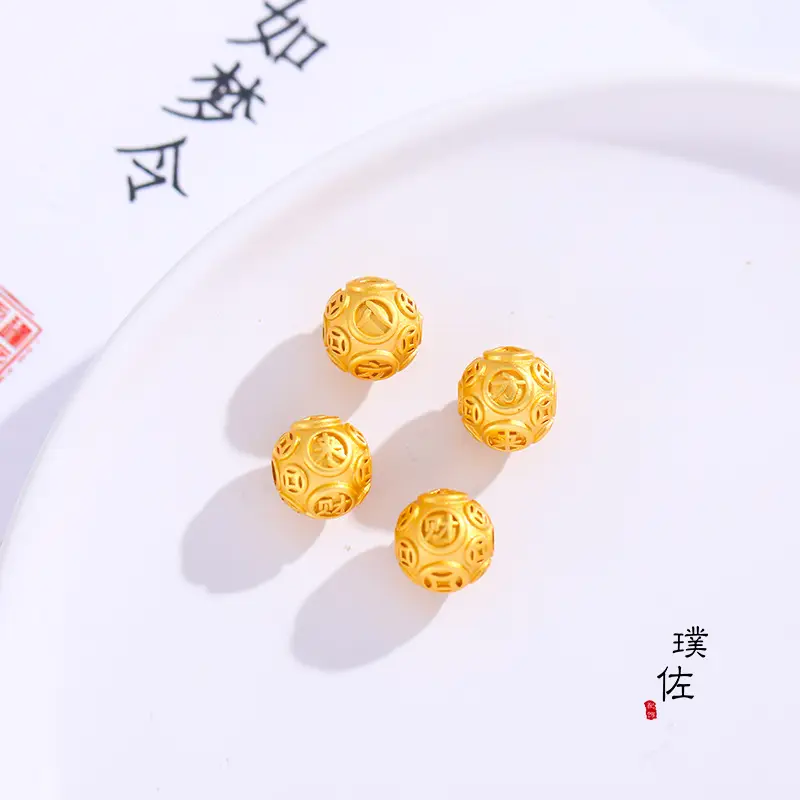 Gold Round Sand Gold Decorative Beads for Men Women — feature 3