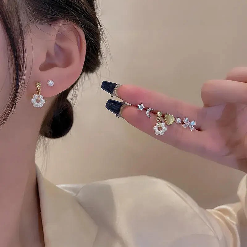 S925 Silver Bow Stud Earrings for Women Cute All Match