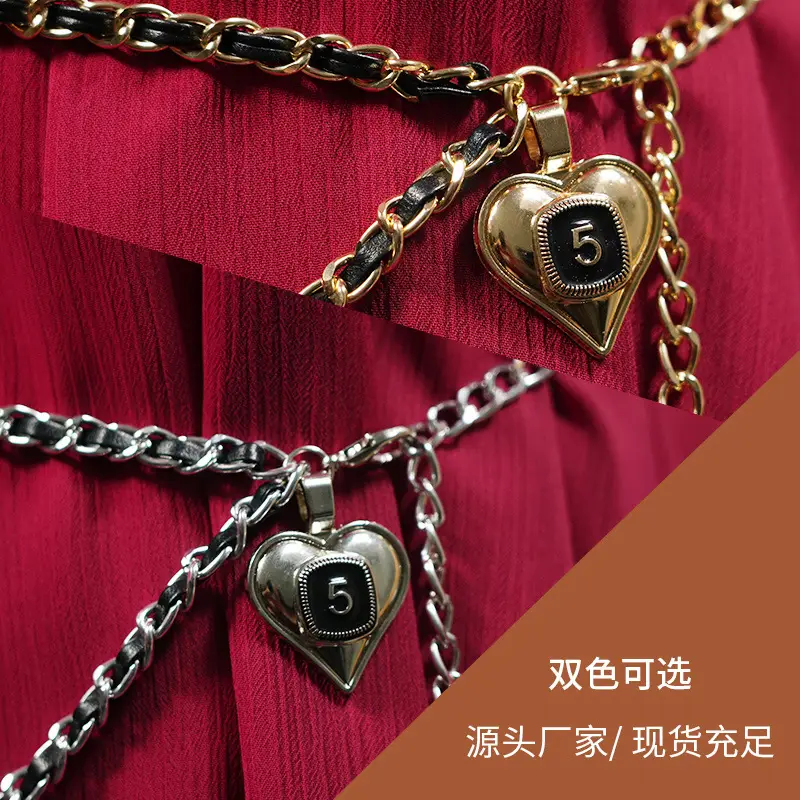 Retro Heart Waist Chain Belt for Women Gold Black - Image 5