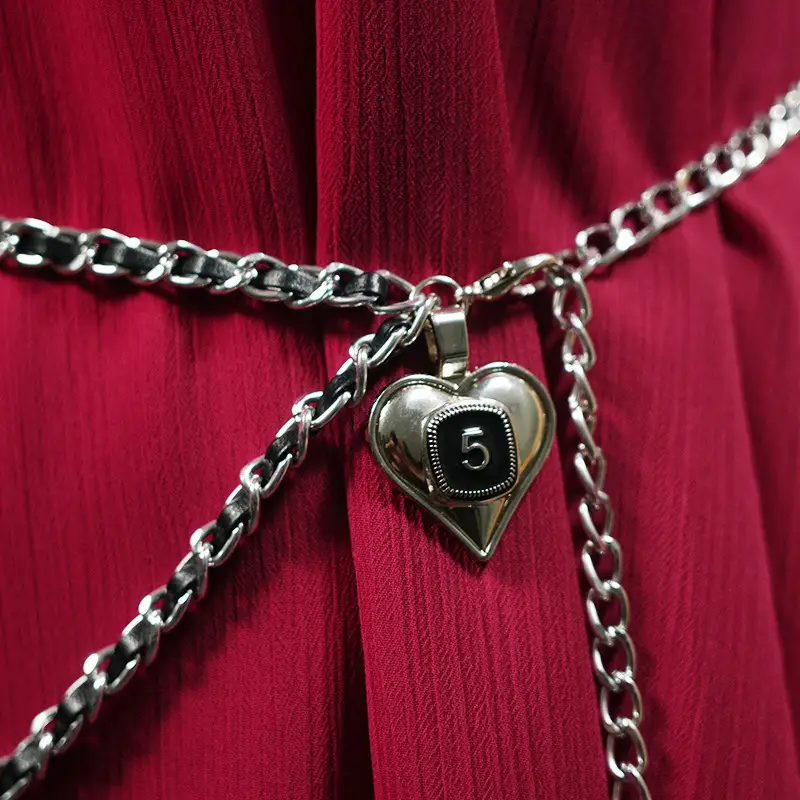 Retro Heart Waist Chain Belt for Women Gold Black - Image 6