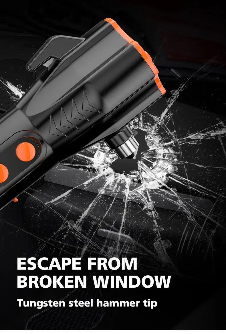 Tungsten Hammer Flashlight for Car Windows & Fire Rescue — feature 10