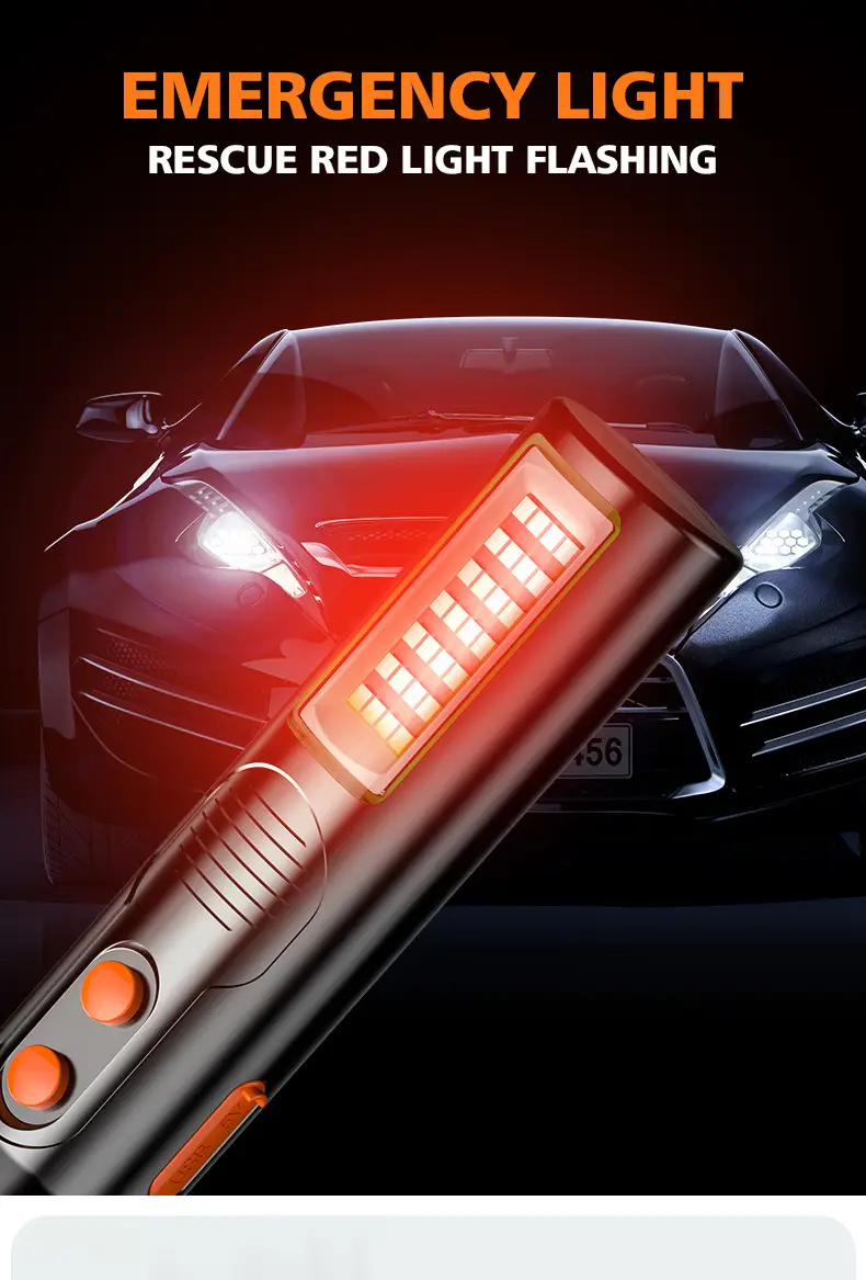 Tungsten Hammer Flashlight for Car Windows & Fire Rescue — feature 8