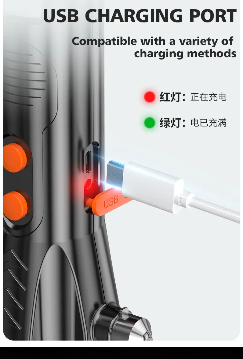Tungsten Hammer Flashlight for Car Windows & Fire Rescue — feature 9
