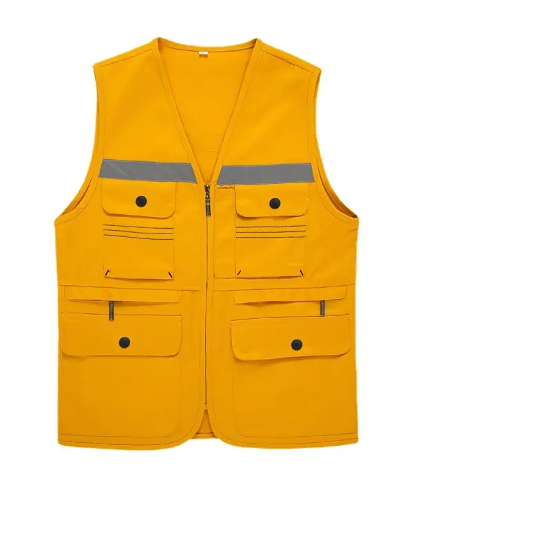 Blue Multi-Pocket Vest with Reflective Design - Image 11