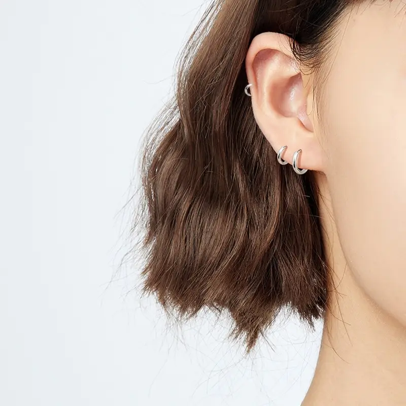 Sterling Silver Earrings for Men Women Small Circle