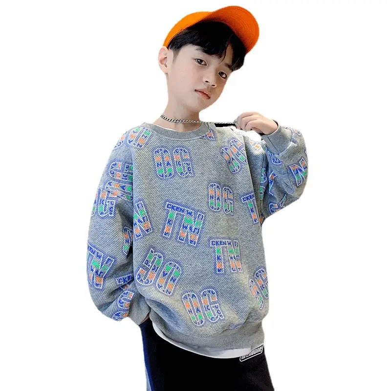Kids Cotton Printed Sweatshirt Set White Blue Autumn 2026 - Image 7