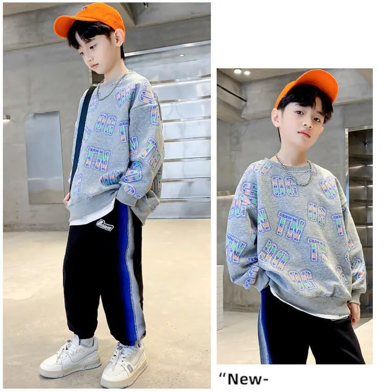 Kids Cotton Printed Sweatshirt Set White Blue Autumn 2026 — feature 19