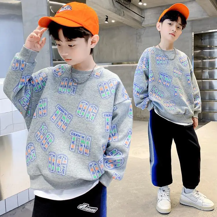 Kids Cotton Printed Sweatshirt Set White Blue Autumn 2026 — feature 5
