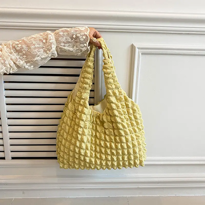Women's Yellow Striped Folded Commuter Bag - Image 8