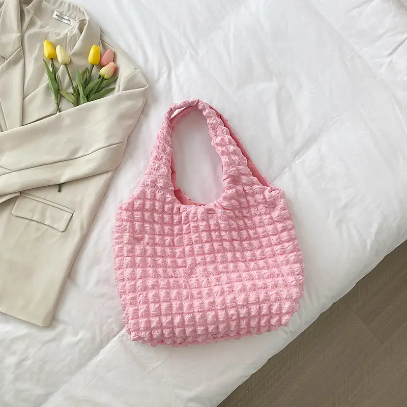 Women's Yellow Striped Folded Commuter Bag - Image 4