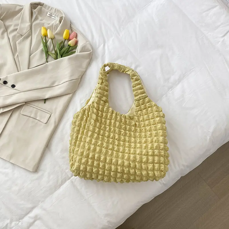 Women's Yellow Striped Folded Commuter Bag - Image 5