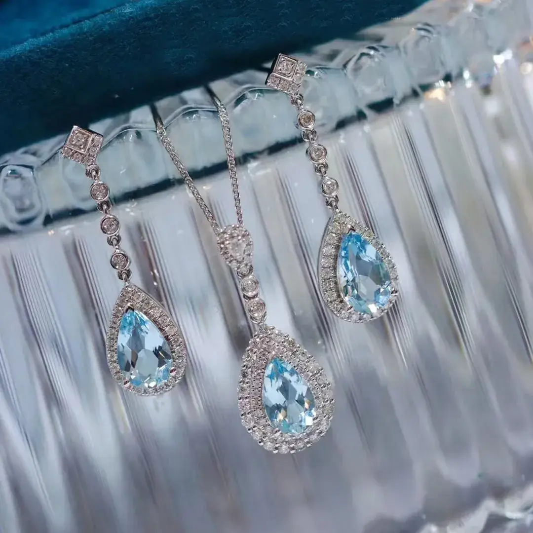 Light Blue Treasure Earrings Necklace for Women - Image 4