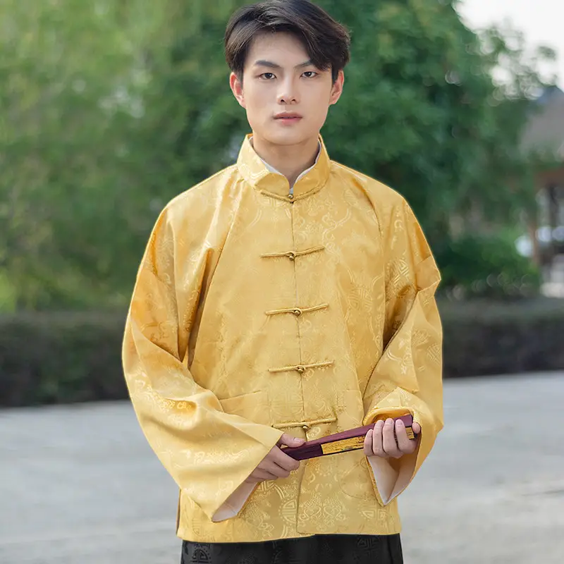 Men Qing Dynasty Salt Merchant Ancient Suit Stand Collar Tang Costume - Image 7