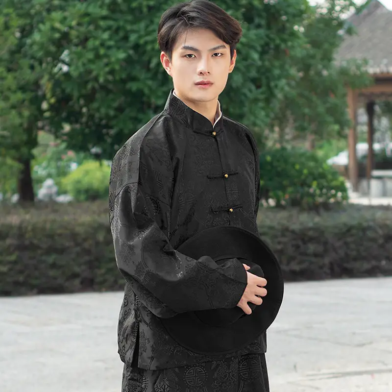 Men Qing Dynasty Salt Merchant Ancient Suit Stand Collar Tang Costume - Image 8