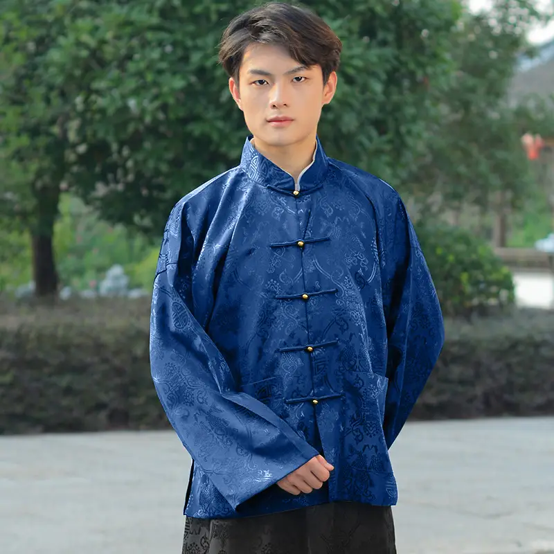 Men Qing Dynasty Salt Merchant Ancient Suit Stand Collar Tang Costume - Image 9