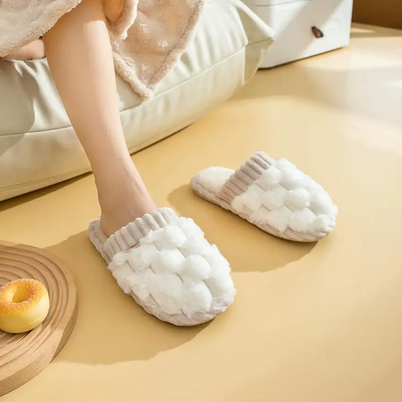 Cotton Slippers Women's Winter Home Spring and Autumn Indoor Warm Non-slip Home Cixi Winter Couple Fur Plush Men
