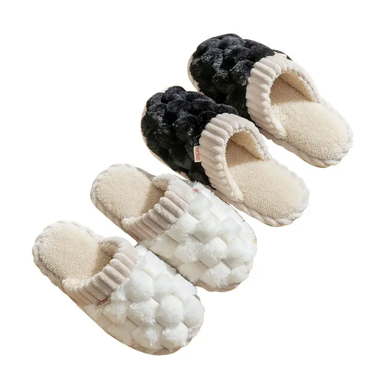 Cotton Slippers Women's Winter Home Spring and Autumn Indoor Warm Non-slip Home Cixi Winter Couple Fur Plush Men