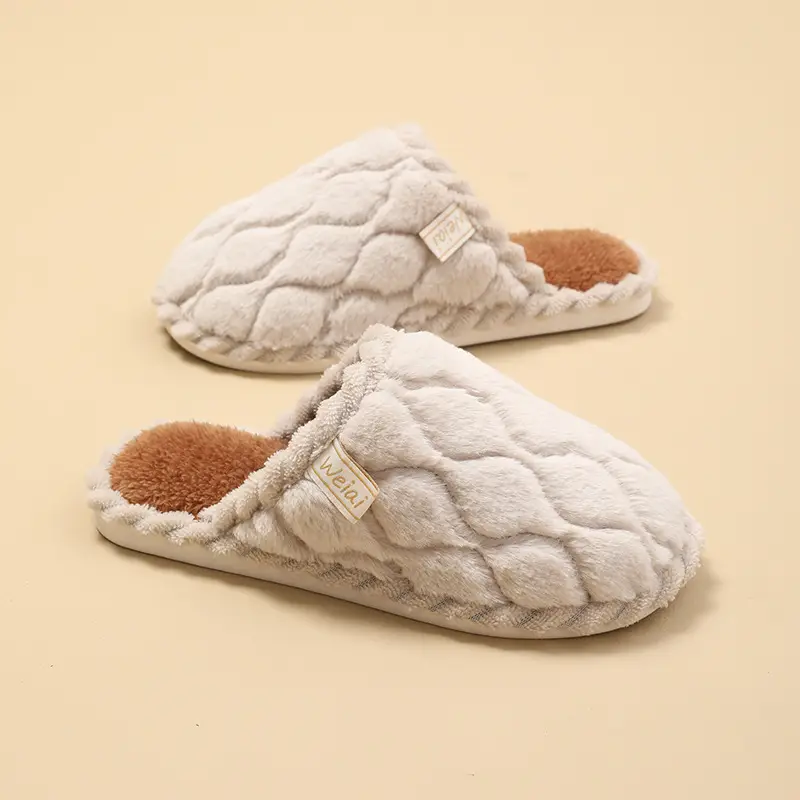 Cotton Slippers Women's Winter Home Spring and Autumn Indoor Warm Non-slip Home Cixi Winter Couple Fur Plush Men