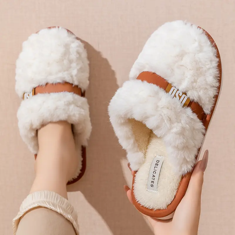 Cotton Slippers Women's Winter Home Spring and Autumn Indoor Warm Non-slip Home Cixi Winter Couple Fur Plush Men