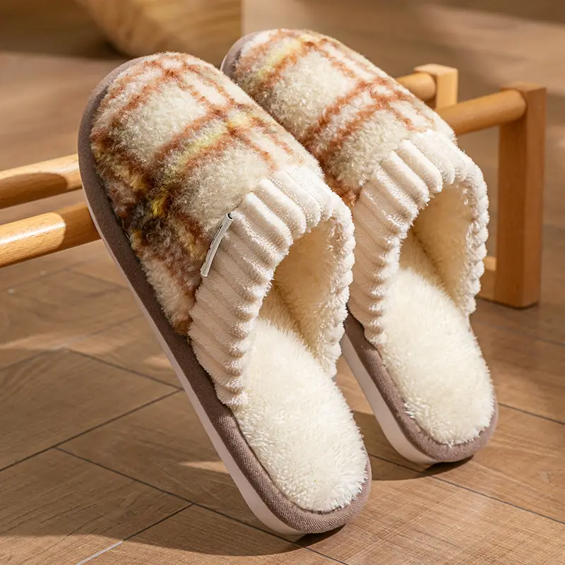 Cotton Slippers Women's Winter Home Spring and Autumn Indoor Warm Non-slip Home Cixi Winter Couple Fur Plush Men