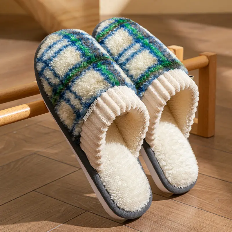 Cotton Slippers Women's Winter Home Spring and Autumn Indoor Warm Non-slip Home Cixi Winter Couple Fur Plush Men