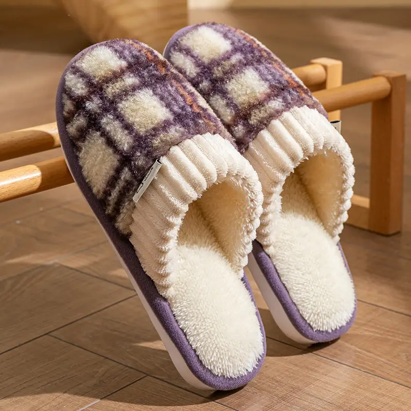 Cotton Slippers Women's Winter Home Spring and Autumn Indoor Warm Non-slip Home Cixi Winter Couple Fur Plush Men