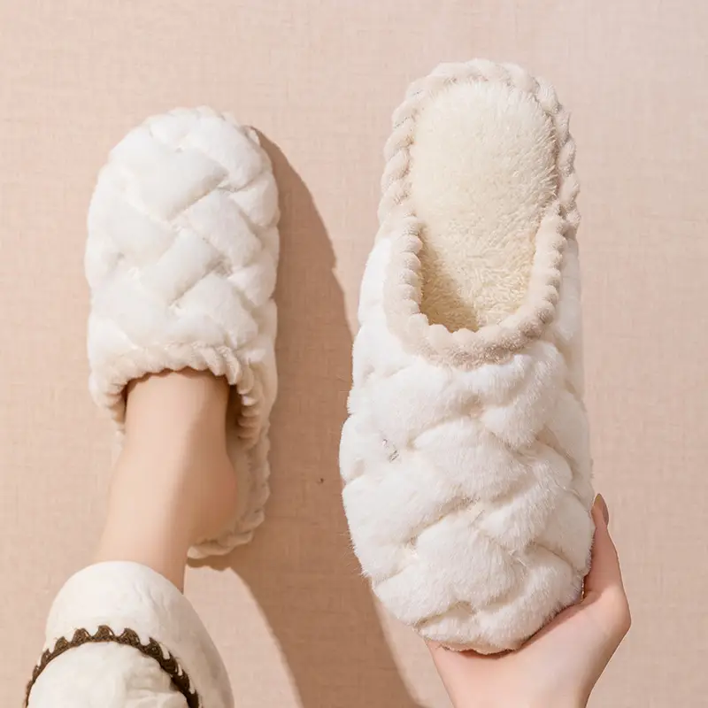Cotton Slippers Women's Winter Home Spring and Autumn Indoor Warm Non-slip Home Cixi Winter Couple Fur Plush Men