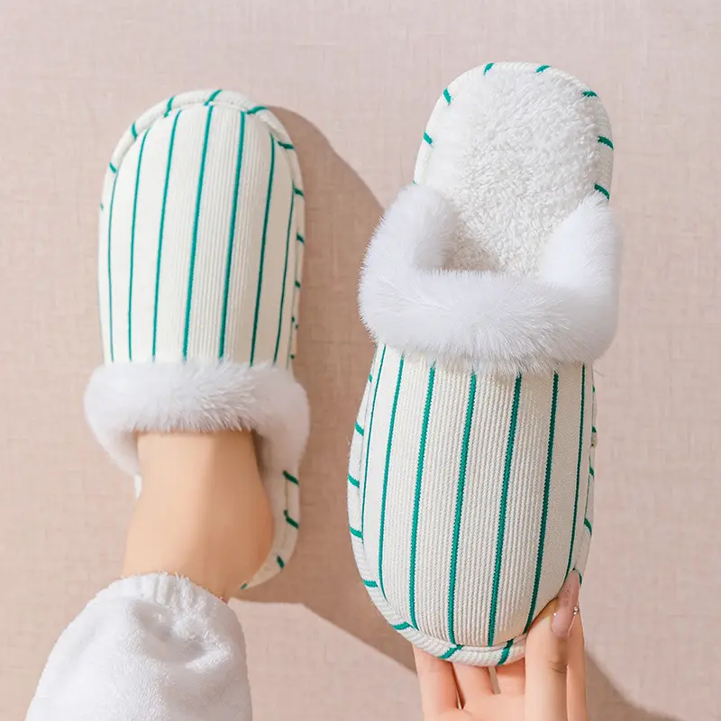 Cotton Slippers Women's Winter Home Spring and Autumn Indoor Warm Non-slip Home Cixi Winter Couple Fur Plush Men