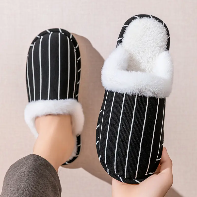 Cotton Slippers Women's Winter Home Spring and Autumn Indoor Warm Non-slip Home Cixi Winter Couple Fur Plush Men